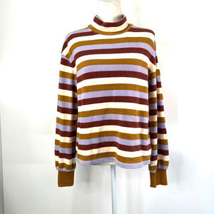 Miles by Madewell Mockneck Bubble-Sleeve Sweatshirt in Stripe AD115